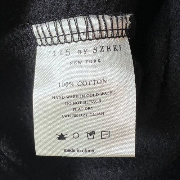 7115 By Szeki Cropped Sweater Women's Black Medium Cotton Artful Elevated Basic - Picture 12 of 12